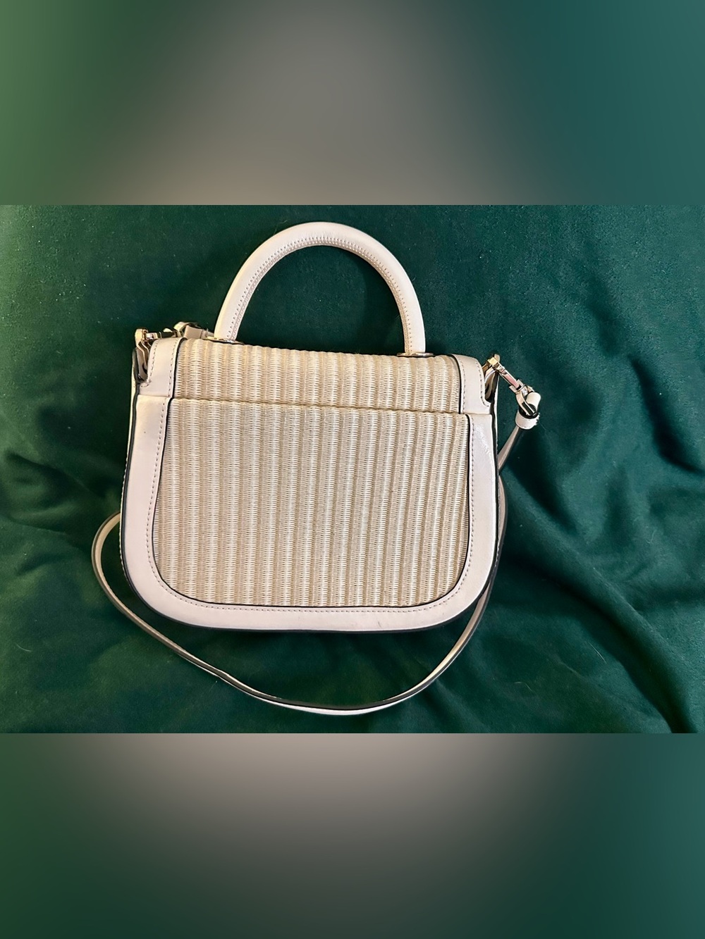 kate spade Cream Straw Top-Handle Satchel with Red Accent - Picture 4 of 10